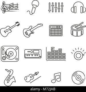 Musik oder Musik Studio Equipment Symbole dünne Linie Vektor Abbildung Stock Vektor
