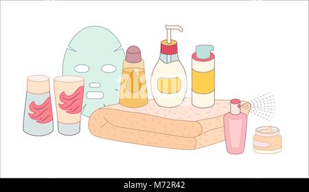 Die hygiene gruppierte Elemente auf weißem Hintergrund, Flachbild cartoon Vector Illustration Stock Vektor