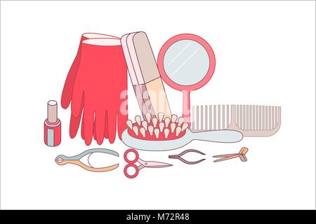 Die hygiene gruppierte Elemente auf weißem Hintergrund, Flachbild cartoon Vector Illustration Stock Vektor