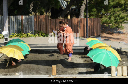 Eine einzigartige Sandbad an Kamegawa Onsen durch den Ozean in Beppu. Stockfoto