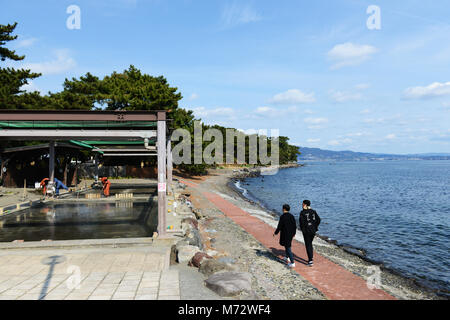 Eine einzigartige Sandbad an Kamegawa Onsen durch den Ozean in Beppu. Stockfoto