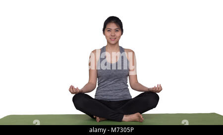 Junge asiatische Frau Yoga Yoga Matte Stockfoto