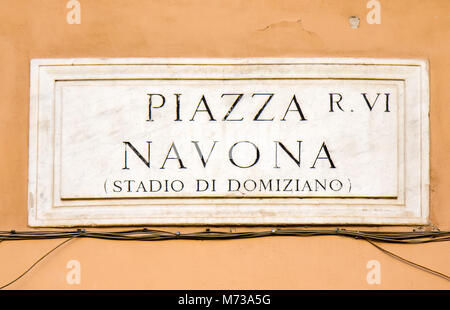 Piazza Navona Straßenschild in Rom, Italien Stockfoto