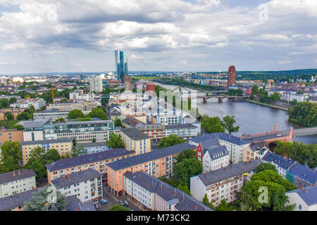 Panorama Blick auf Frankfurt am Main, Deutschland Stockfoto