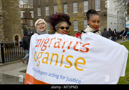 Westminster, London, Großbritannien. 8. März, 2018. "Frauen für Frauen '#SetHerFree Kampagne lobby Parlament zur Unterstützung von Frauen im Hungerstreik im Yarls Holz Einwanderung Ausbau Center Kredit statt: PjrFoto/Alamy leben Nachrichten Stockfoto