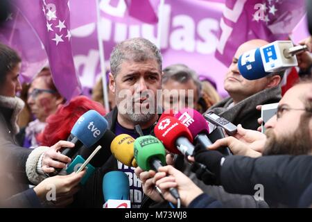 UNAI SORDO Y PEPE ALVAREZ PARTICIPAN EN LA CONCENTRACION POR LA HUELGA FEMINISTA EN LA PLAZA DE CIBELES, EN MADRID 08/03/2018 Erste Feminismus Generalstreik in Spanien während des 8. März, Frau Internationaler Tag, Spanien EP 888/Cordon drücken Sie Stockfoto