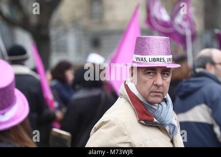 UNAI SORDO Y PEPE ALVAREZ PARTICIPAN EN LA CONCENTRACION POR LA HUELGA FEMINISTA EN LA PLAZA DE CIBELES, EN MADRID 08/03/2018 Erste Feminismus Generalstreik in Spanien während des 8. März, Frau Internationaler Tag, Spanien EP 888/Cordon drücken Sie Stockfoto