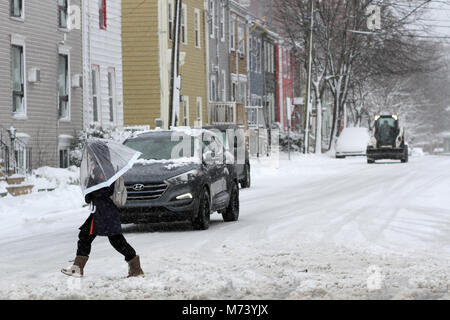 Halifax, Kanada. 8 Mär, 2018. Eine späte winter Sturm holt unordentlich Wetter nach Halifax, N.S., Jan. 08, 2018. Quelle: Lee Brown/Alamy leben Nachrichten Stockfoto