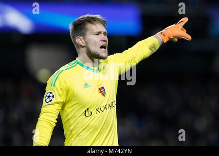 Manchester, Großbritannien. 7. März, 2018. Tomas Vaclik von Basel während der UEFA Champions League Runde 16 Spiel zwischen Manchester City und den FC Basel an der Etihad Stadium am 7.März 2018 in Manchester, England. Credit: PHC Images/Alamy leben Nachrichten Stockfoto