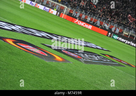 Mailand, Italien. 8. März, 2018. Während dem Spiel UEFA Europa League zwischen AC Mailand und FC Arsenal FCat Meazza Stadion. 8. Mars 2018 Credit: FABIO UDINE/Alamy leben Nachrichten Stockfoto