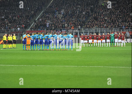 Mailand, Italien. 8. März, 2018. Während dem Spiel UEFA Europa League zwischen AC Mailand und FC Arsenal FCat Meazza Stadion. 8. Mars 2018 Credit: FABIO UDINE/Alamy leben Nachrichten Stockfoto