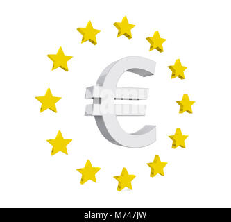 Euro Zeichen mit Sternen isoliert Stockfoto