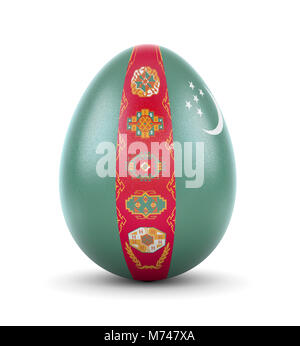 Hochwertige realistische Wiedergabe von eine glänzende Ei mit der Flagge von Turkmenistan (Serie) Stockfoto