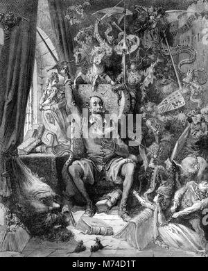 Don Quixote, eine Illustration von Gustave Dore aus einer 1880 Edition von Cervantes' Don Quixote. Stockfoto