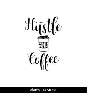 Hektik und Kaffee.-Schriftzug. Hand Vector Illustration gezeichnet. Element für Flyer, Banner, Postkarten und Poster. Moderne Kalligraphie Stock Vektor
