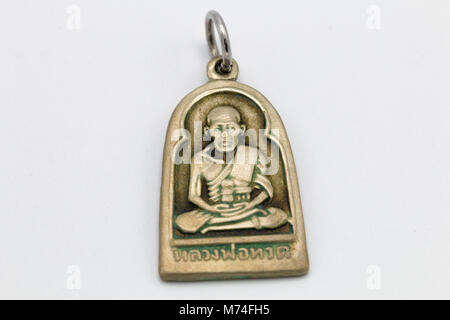 Bild von Buddha, auf weißem Hintergrund, Buddha Statue Buddha Bild verwendet als Amulette des Buddhismus Religion. Stockfoto