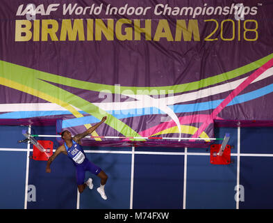 Die USA Erik Kynard in Aktion während der Männer Hochsprung während des Tages eine der 2018 IAAF Indoor Wm in der Arena Birmingham, Birmingham. PRESS ASSOCIATION Foto. Bild Datum: Donnerstag, 1. März 2018. Siehe PA Geschichte Athletik Indoor. Photo Credit: Simon Cooper/PA-Kabel. Stockfoto