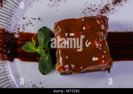 Caramel Brownie Kuchen Karamell Stockfoto