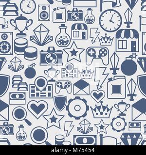 Nahtlose Muster mit Spiel Symbole im flachen Design Stil Stock Vektor