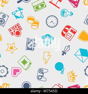 Nahtlose Muster mit Spiel Symbole im flachen Design Stil Stock Vektor