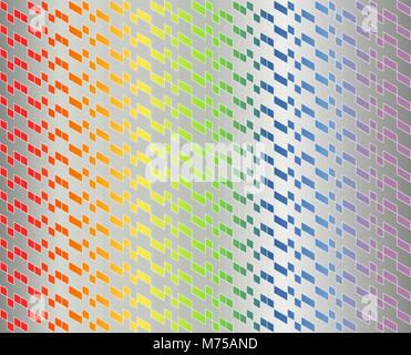 Abstrakte geometrische Muster in bunten Regenbogen Farbverlauf mit dünnen weißen Linien auf metallische Farbe grau-Vector Illustration. Stock Vektor