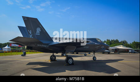 Singapur - Feb 10, 2018. Lockheed Martin F-35 Lightning II Kampfflugzeug der United States Marine Corps (USMC) in Changi, Singapur. Stockfoto