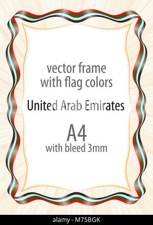 Rahmen und Grenze der Band mit den Farben der Flagge der Vereinigten Arabischen Emirate Stock Vektor