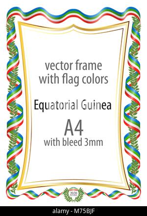 Rahmen und Grenze der Band mit den Farben der Flagge Äquatorialguinea Stock Vektor