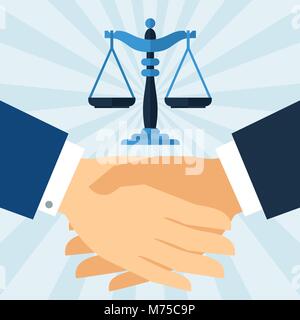 Handshake recht Wirtschaft Konzept im flachen Design Stil Stock Vektor