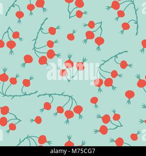 Nahtlose Muster Winter mit stilisierten Hagebutten Niederlassungen Stock Vektor