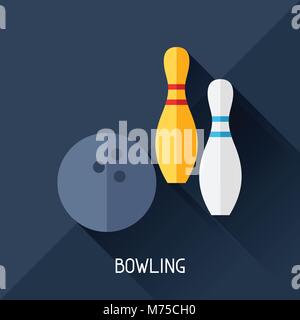 Spiel Abbildung mit Bowling im flachen Design Stil Stock Vektor