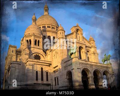 Blick auf die Basilika Sacre Coeur de Montmartre, Paris, Frankreich, Europa. Paris. Ile de France. Frankreich Stockfoto