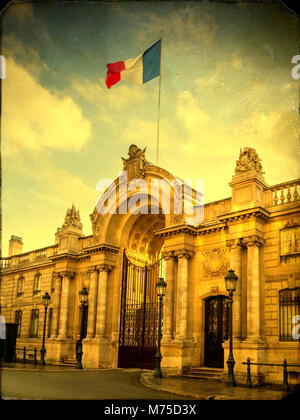 Eingang zum Elysee-Palast, Ort des französischen Präsidenten, rue du faubourg Saint Honore, Paris Frankreich Stockfoto