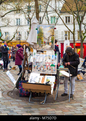 Paris 18 arr. Street artist-in-Place du Tertre, Montmartre, Paris, Frankreich Stockfoto