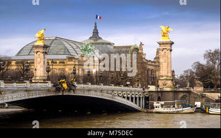 Brücke Grand palais und Alexandre III. Paris 8e Arr. Ile de France. Frankreich. Europa Stockfoto