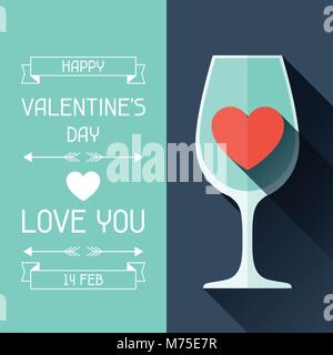 Happy Valentine's Abbildung im flachen Stil. Stock Vektor