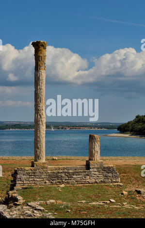 Die Säulen des Tempels der Venus, Brijuni, Kroatien Stockfoto