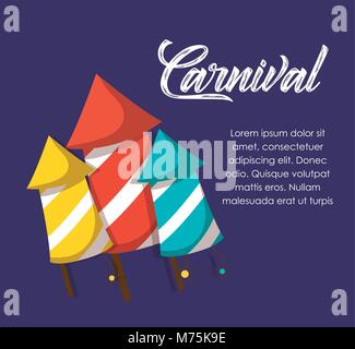 Circus Karneval Infografik mit Feuerwerk Raketen Symbol auf blauem Hintergrund, farbenfrohen Design Vector Illustration Stock Vektor