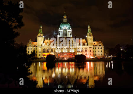 Silvester bin Neues Rathaus in Hannover Niedersachsen. Silvester im Neuen Rathaus in Hannover, Deutschland. Stockfoto