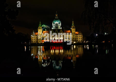 Silvester bin Neues Rathaus in Hannover Niedersachsen. Silvester im Neuen Rathaus in Hannover, Deutschland. Stockfoto