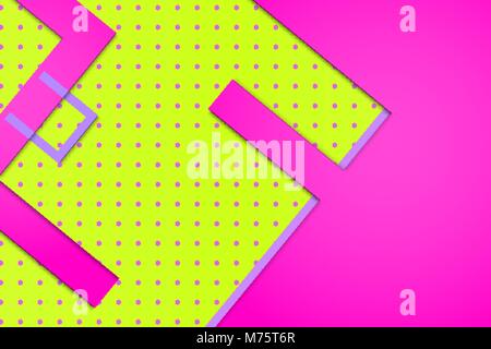 Leuchtend rosa Hintergrund mit Lime Green Element und Polka Dot Pattern Stock Vektor