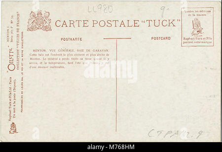 Ein allgemeiner Blick auf die Baie de Garavan in Menton an der französischen Riviera. Dieses Bild fängt die Küstenlandschaft und die charakteristische mediterrane Landschaft der Stadt ein. Stockfoto