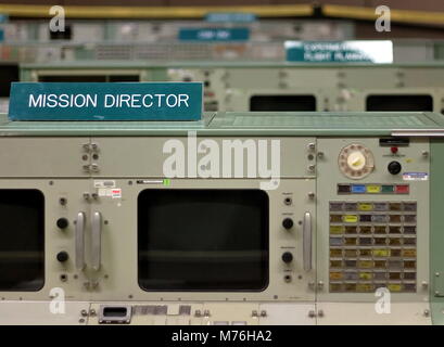 HOUSTON, Texas - November 25, 2017: Apollo ära Mission Control NASA Space Center, Houston, Texas Stockfoto
