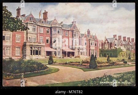 Sandringham House in Norfolk, England, ist die private Residenz der britischen Königsfamilie. Bekannt für seine historische Bedeutung, dient es als königlicher Rückzugsort und war ein wichtiger Ort für königliche Versammlungen. Stockfoto