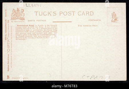 Das Sandringham House in Norfolk, England, ist in diesem Bild dargestellt. Bekannt als königliche Residenz, zeigt es die architektonische Schönheit und Geschichte des Anwesens. Stockfoto