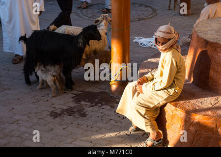 Szene auf der Nizwa Ziege Markt, Nizwa, Sultanat Oman Stockfoto