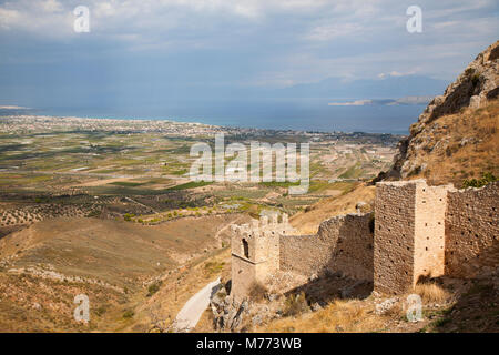 Europa, Griechenland, Peloponnes, Korinth, Akropolis von acrocorinth Stockfoto