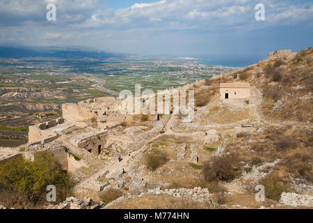 Europa, Griechenland, Peloponnes, Korinth, Akropolis von acrocorinth Stockfoto