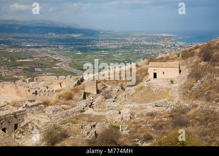 Europa, Griechenland, Peloponnes, Korinth, Akropolis von acrocorinth Stockfoto