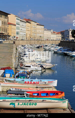 Canal, Livorno, Toskana, Italien, Europa Stockfoto